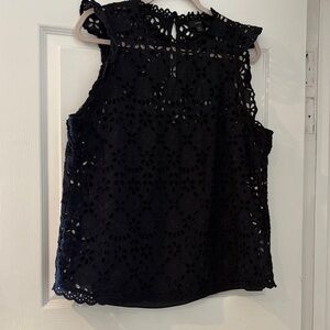 J. Crew Black Eyelet Sleeveless Blouse